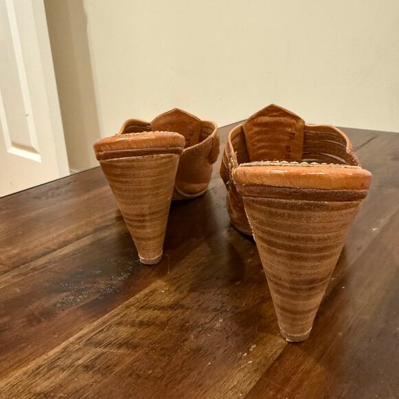 Frye brown leather strappy cone block heel sandals size 7.5 - Picture 5 of 7